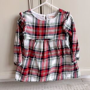 Cat & Jack Red cream Plaid Kids Dress size 2T